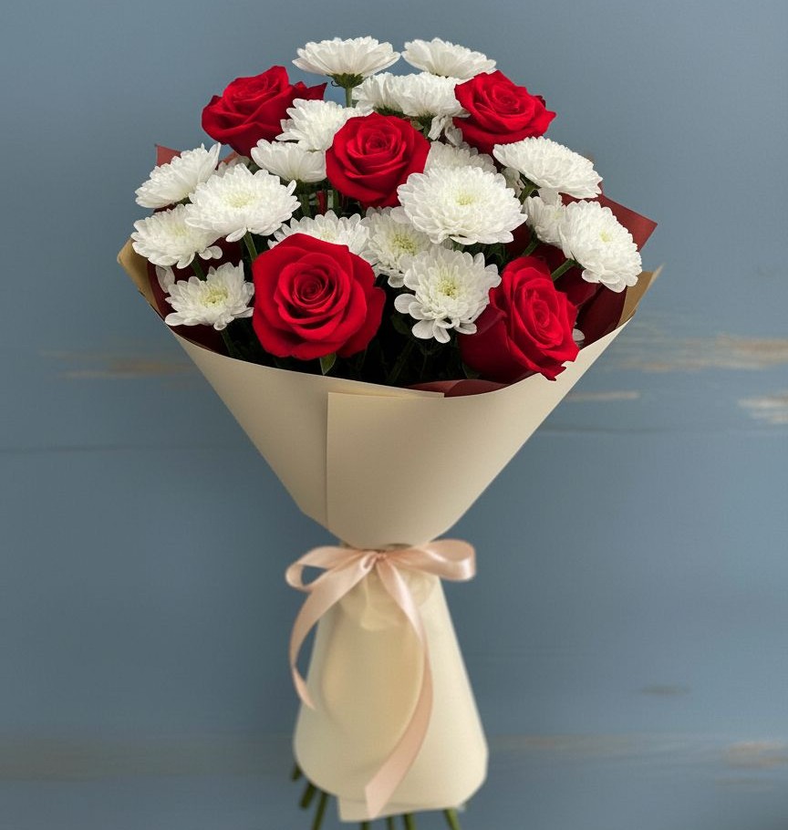 Букет цветов из: Розы и Хризантемы в Ховрино