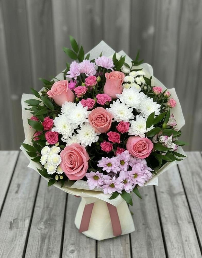Букет цветов из: Альстромерии, Гвоздики, Розы и Хризантемы в Ховрино