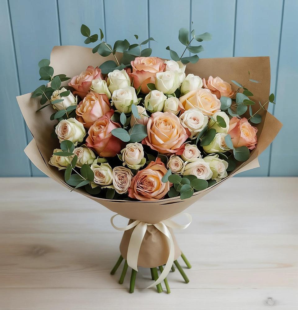 Букет цветов из: Альстромерии и Розы в Ховрино