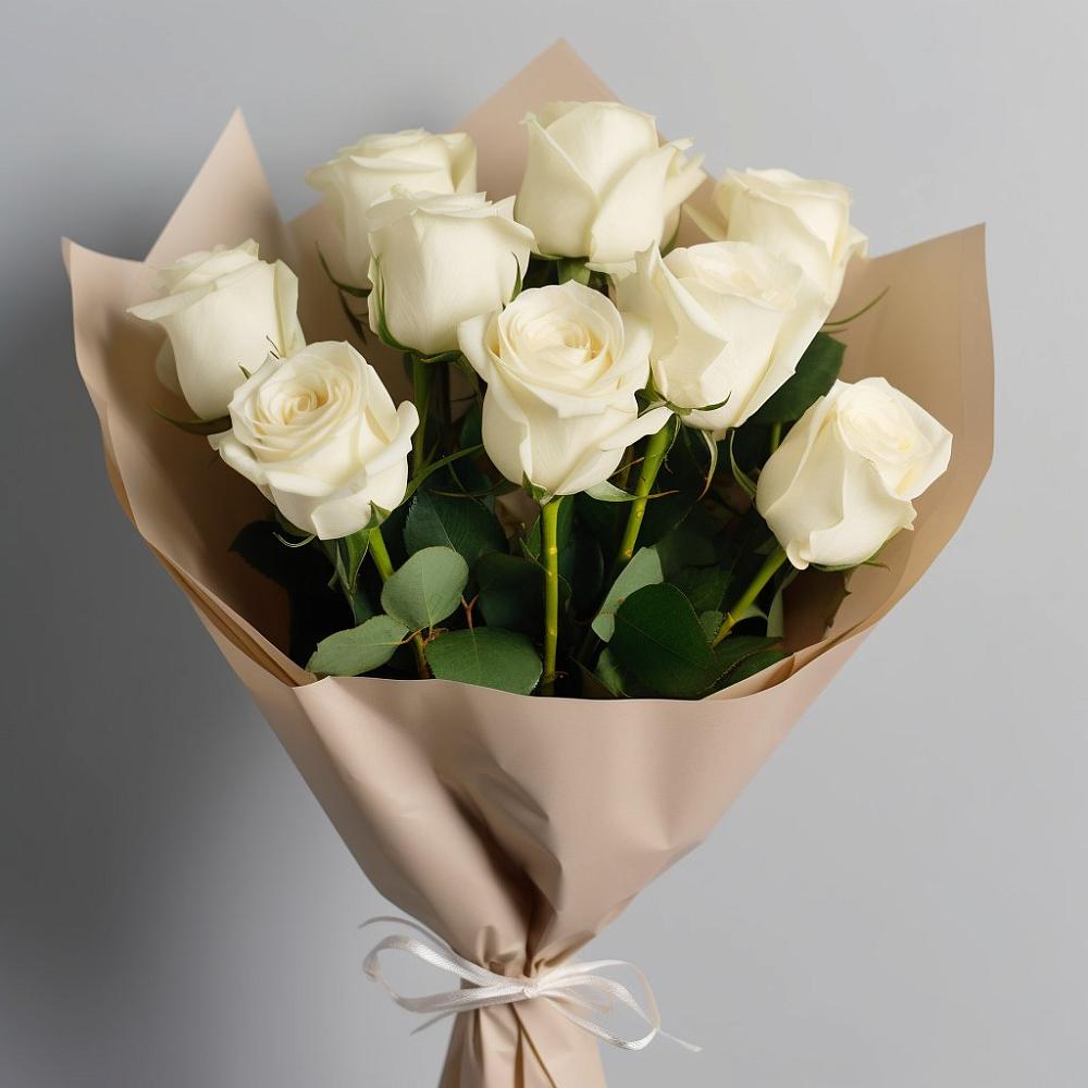 Букет 9 Белых роз Эдлесс Лав в Ховрино