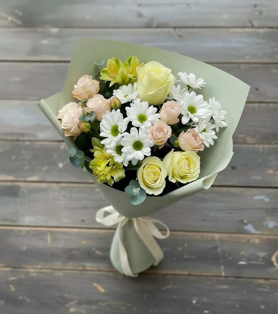 Букет цветов из: Альстромерии, Розы и Хризантемы в Ховрино