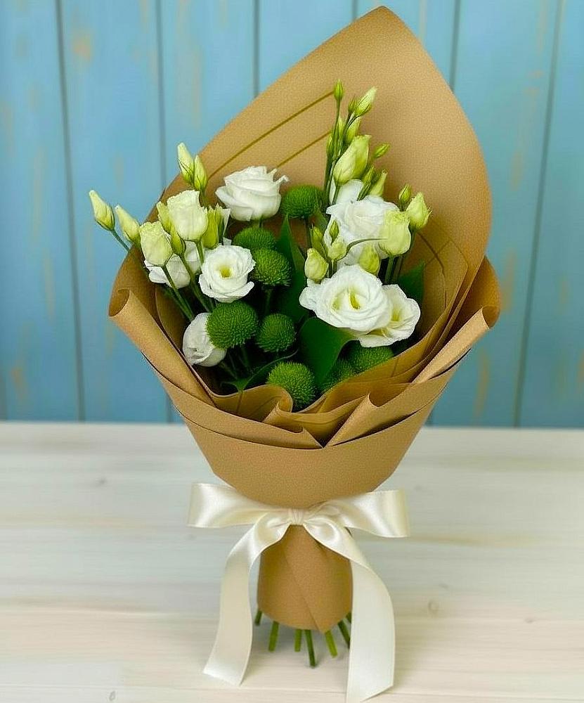 Букет цветов из: Хризантемы и Лизиантусы в Ховрино