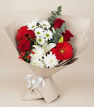 Букет цветов из:  Розы, Хризантемы, Герберы и Лилии в Ховрино