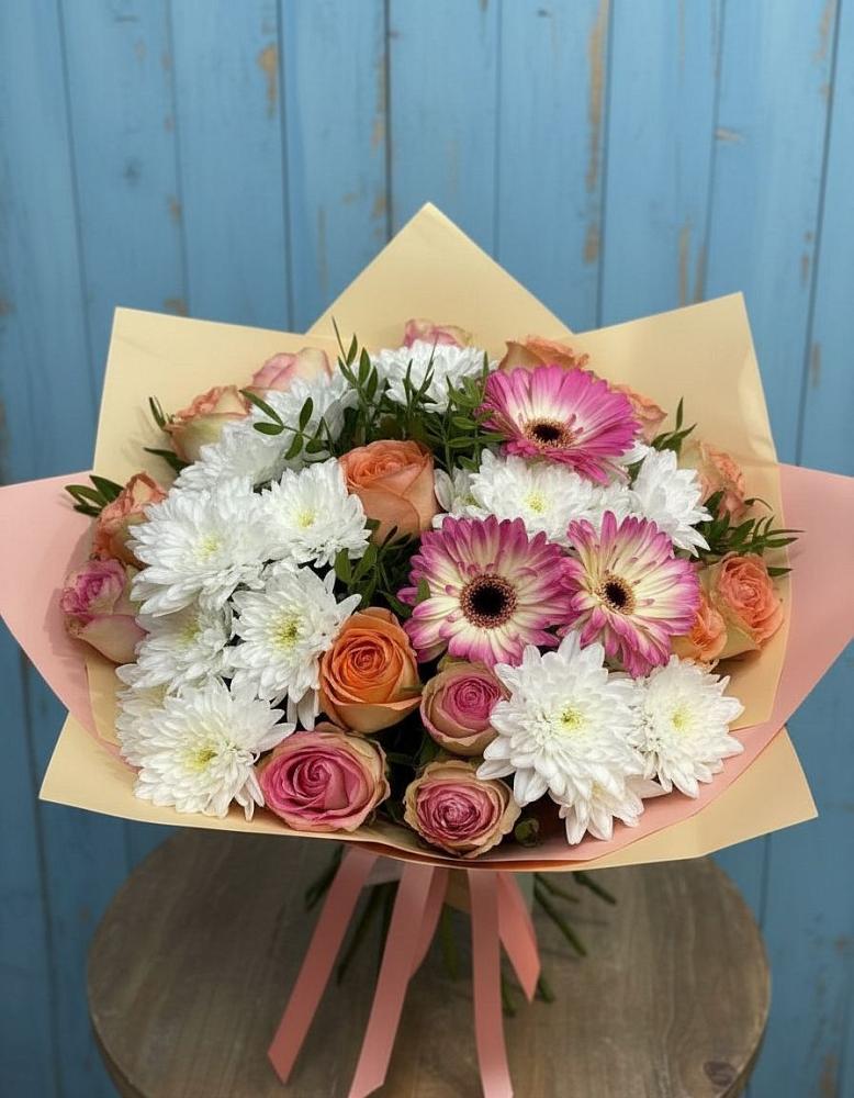 Букет цветов из: Розы, Герберы и Хризантемы в Ховрино
