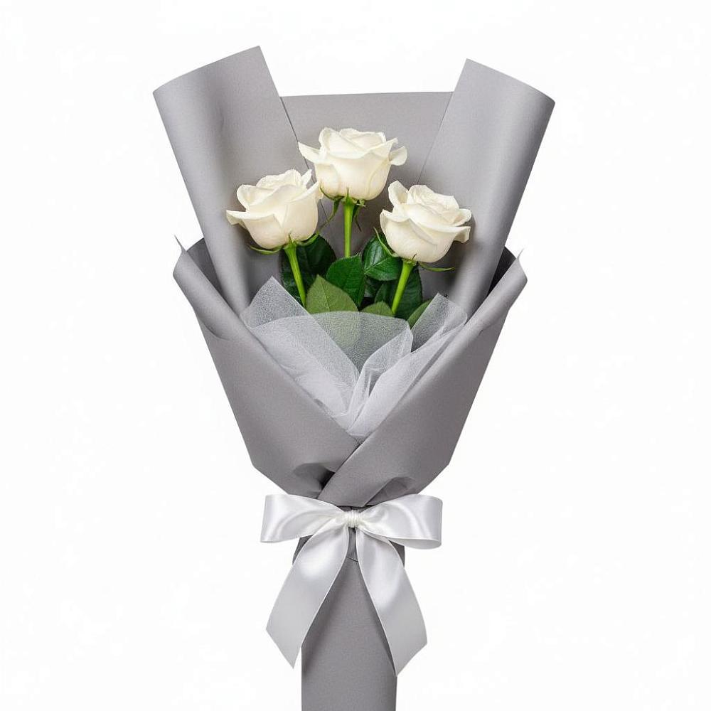 Букет 3 белые розы в Ховрино