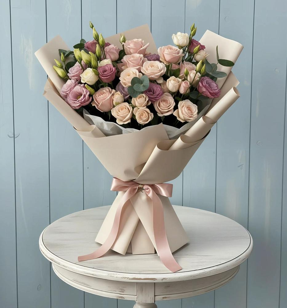 Букет цветов из: Розы и Лизиантусы в Ховрино