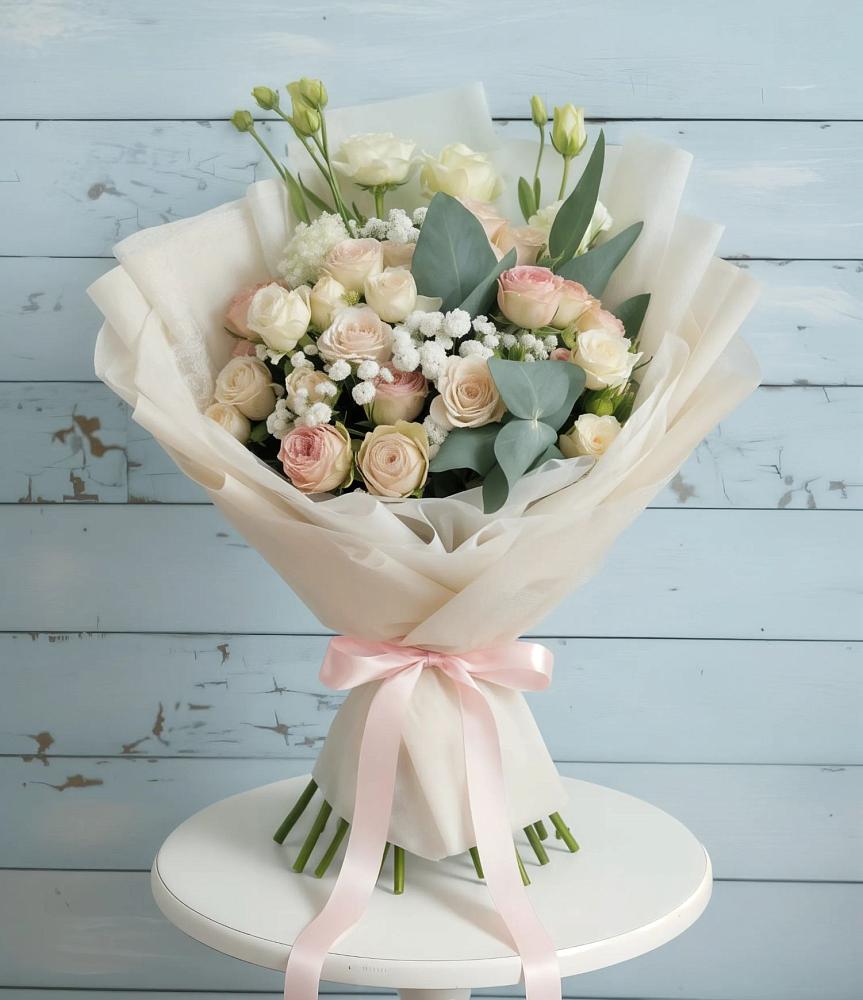 Букет цветов из: Розы и Лизиантусы в Ховрино