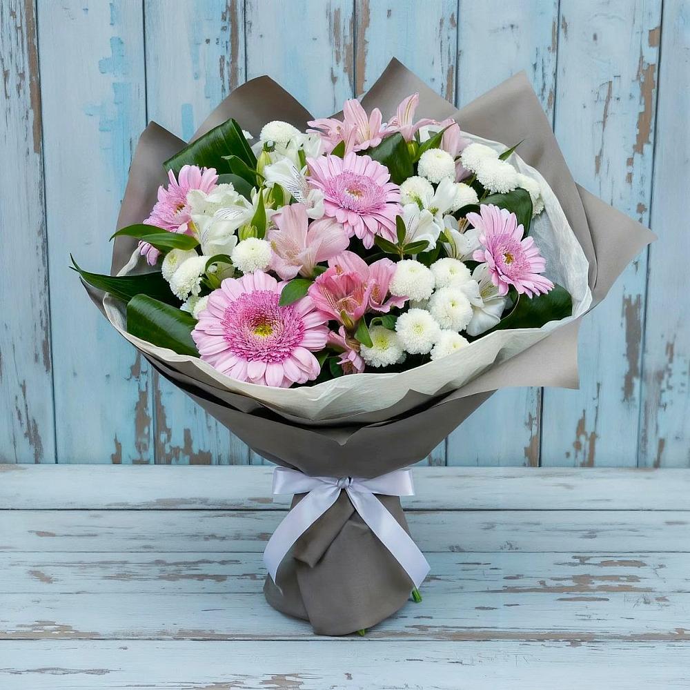 Букет цветов из: Герберы, Альстромерии и Хризантемы в Ховрино