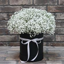 Цветочная композиция из Гипсофила в шляпной коробке в Ховрино
